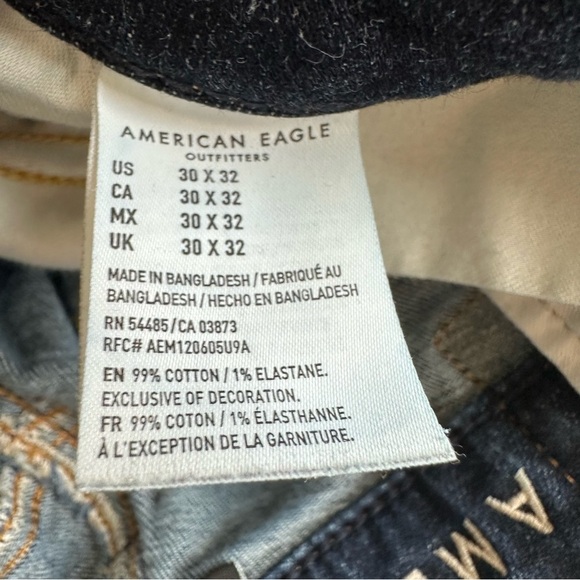 American Eagle Next Level Airflex Slim Straight Men’s Denim Jeans Dark 30 x 32 - Picture 8 of 9